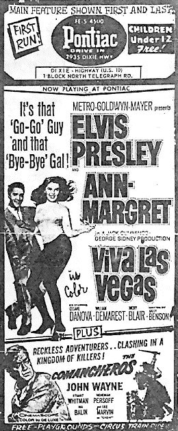 Pontiac Drive-In Theatre - Pontiac Drive-In Ad - Oakland Press (newer photo)